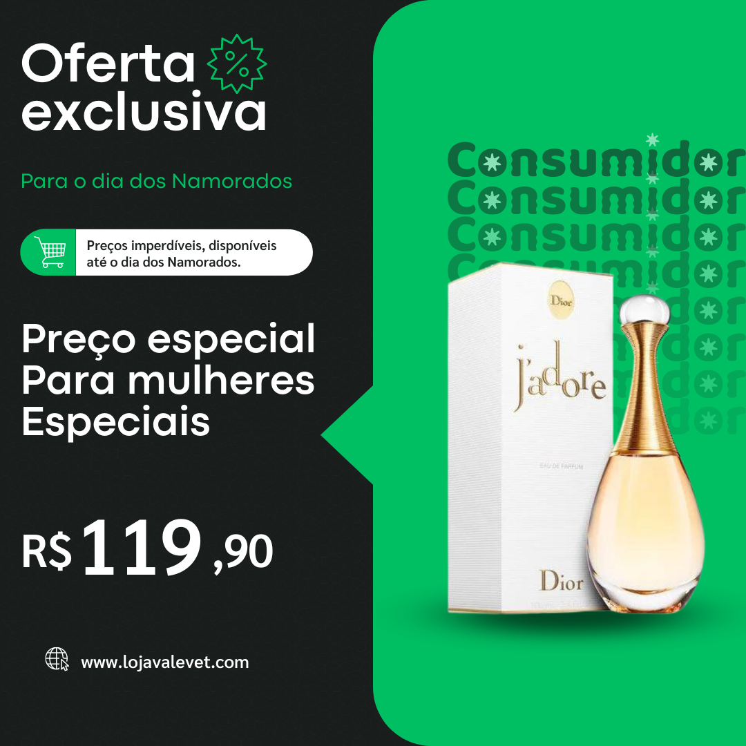 Perfume J'adore Feminino 100ml - PROMOÇÃO NO MÊS DA MULHER